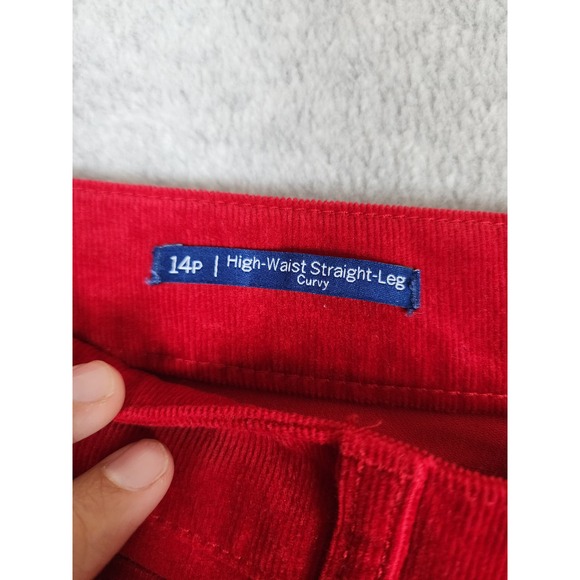 NWT Talbots Women's Red Corduroy High Waisted Straight Leg Pants Size 14P - Picture 10 of 15